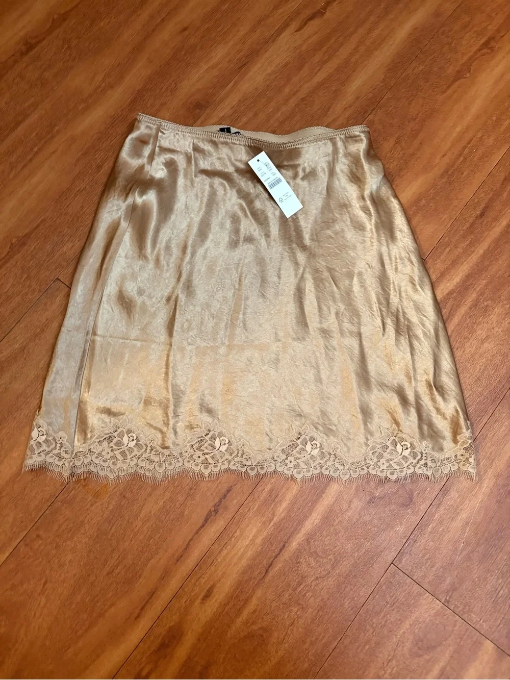 J.Crew Gold Lace-Hem Women’s Slip Skirt